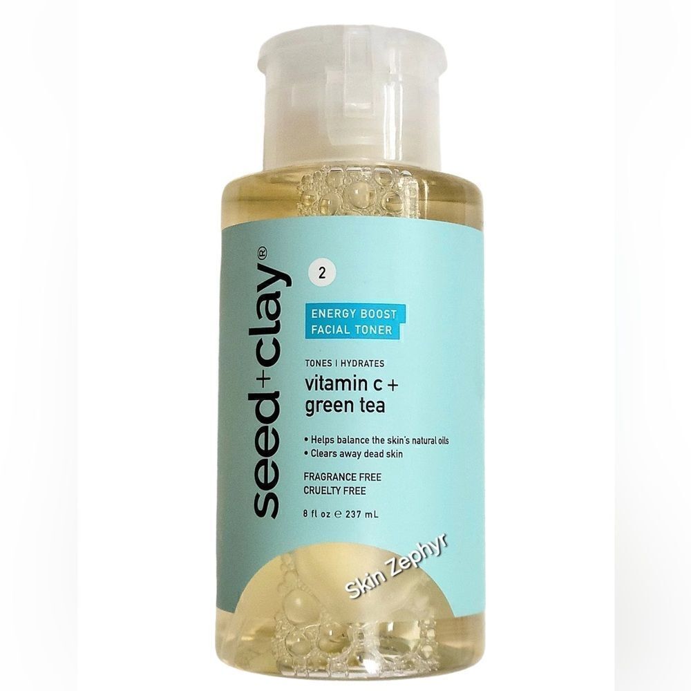 NWT Seed & Clay Vitamin C & Green Tea Energy Boost Facial Toner Skincare. 8 oz